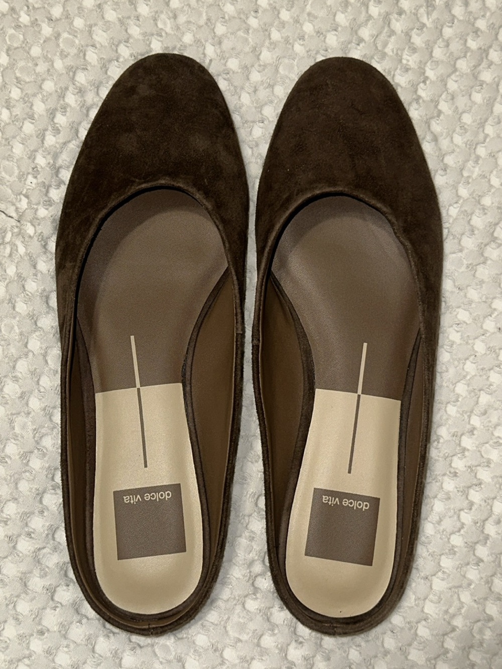 Dolce Vita Dark Brown Suede Almond Toe Mules